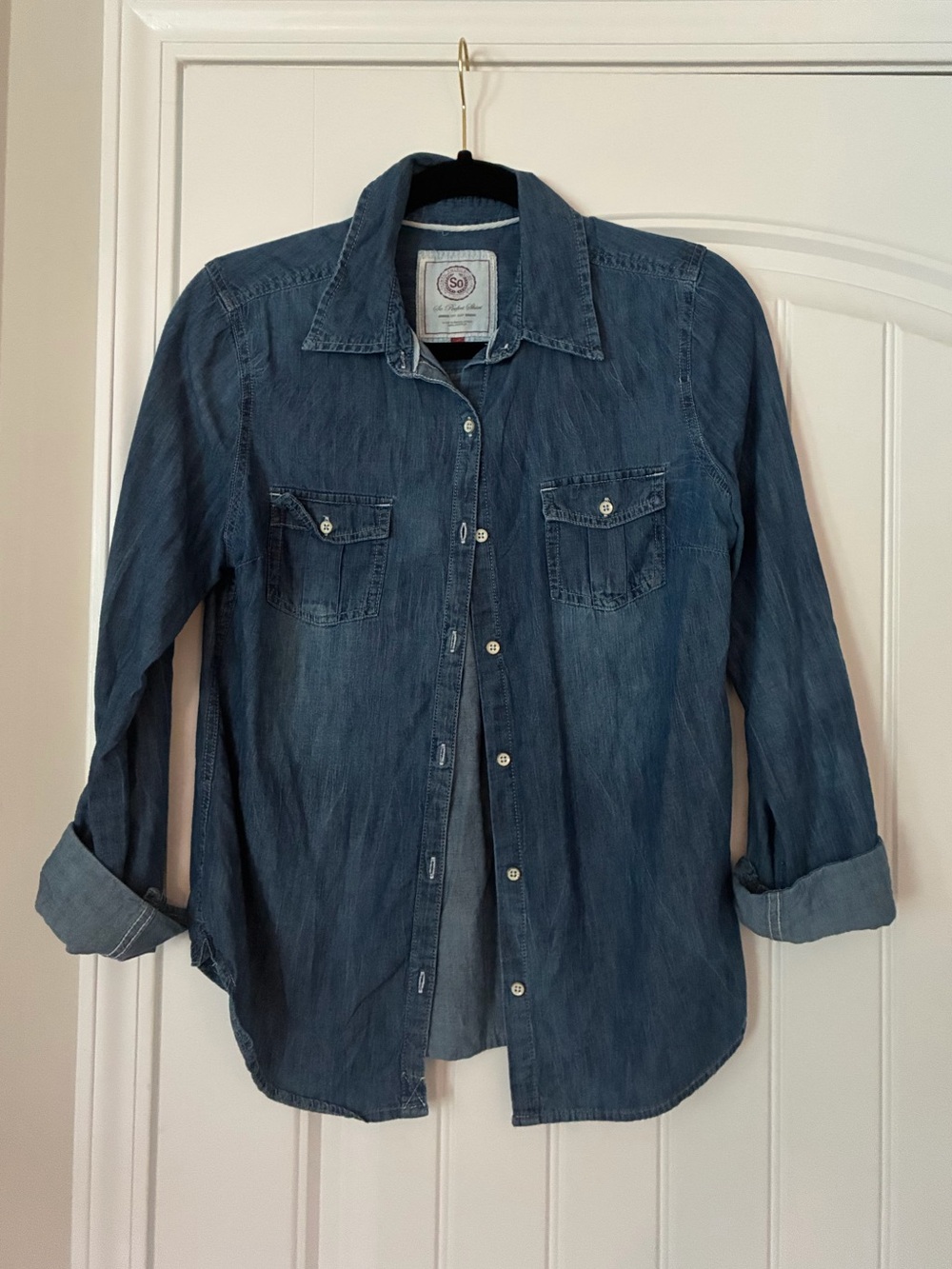 Juniors Denim Button-Up Shirt - Blue